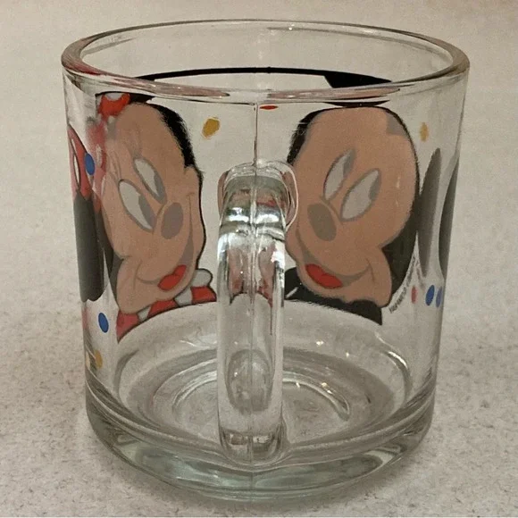 Vintage Disney Mickey & Minnie Mouse Glass Coffee Mug-Walt Disney Company-Retro - Picture 5 of 10